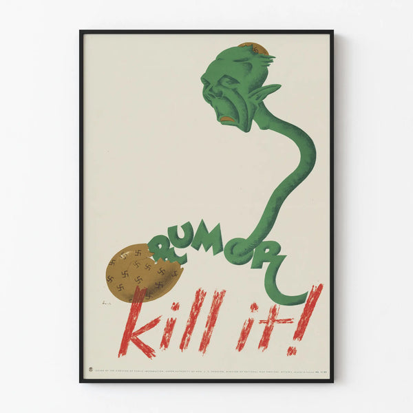 Vintage wall decoration poster against rumors 'Rumor kill it!'