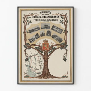 Vintage Poster Route Rundturen Kristiania East and Urskog-Hølandsbanen