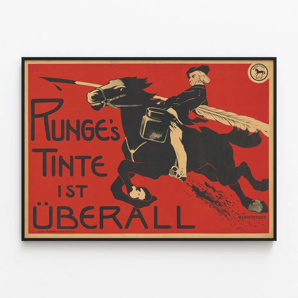 Vintage Runges Horseback Ink Advertising Poster — framed artwork on a wall