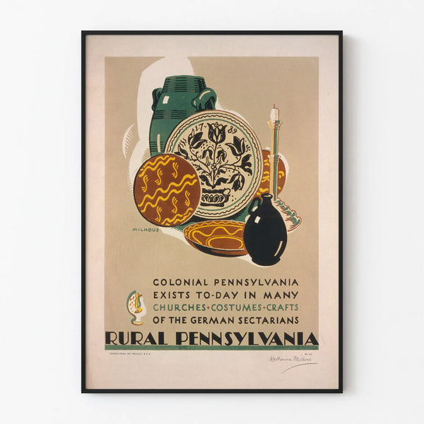 Vintage Rural Pennsylvania Decorative Poster Ceramic Art