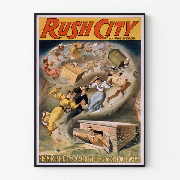 Vintage Rush City Poster by Gus Heege for Wall Decoration