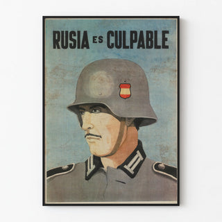 Vintage War Poster 'Russia is Guilty' Soldier in Helmet