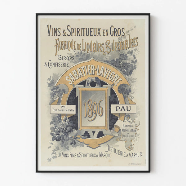 Vintage poster Sabatier-Lavigne 1896 - Wall decoration for wines and spirits
