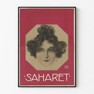 Vintage poster Saharet Female portrait with curly hair