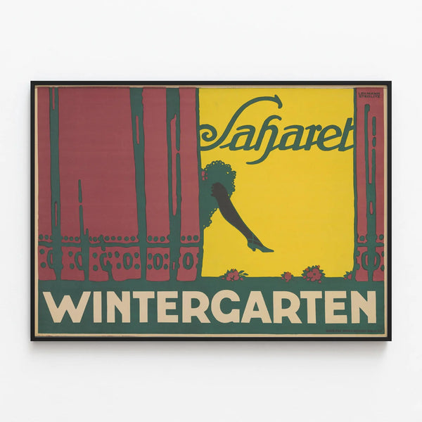 Saharet Wintergarten Style Art Deco Poster for Vintage Wall Decoration — framed artwork on a wall