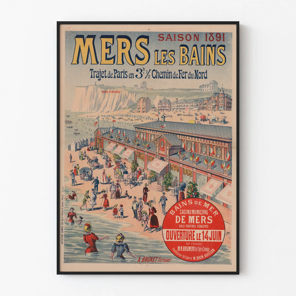 Vintage poster of Mers-les-Bains 1891 - Retro wall decoration