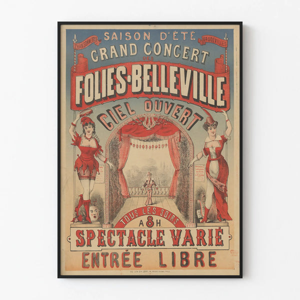 Vintage Poster for the Grand Concert of Folies-Belleville