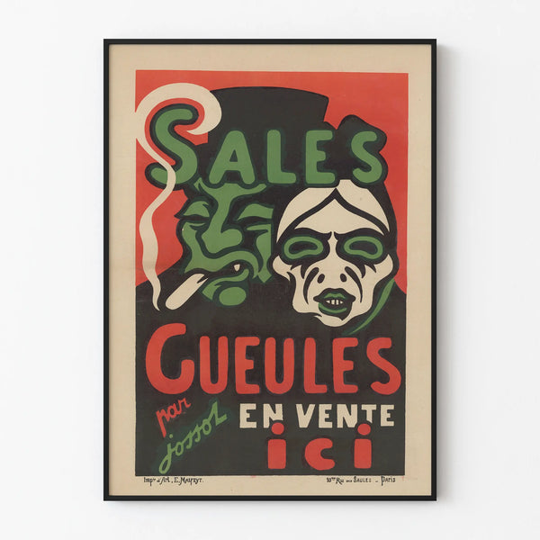 Vintage Poster Sales Gueules by Jossot - Artistic Wall Decoration
