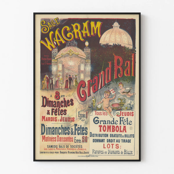 Vintage poster of Salle Wagram Grand Ball and Raffle