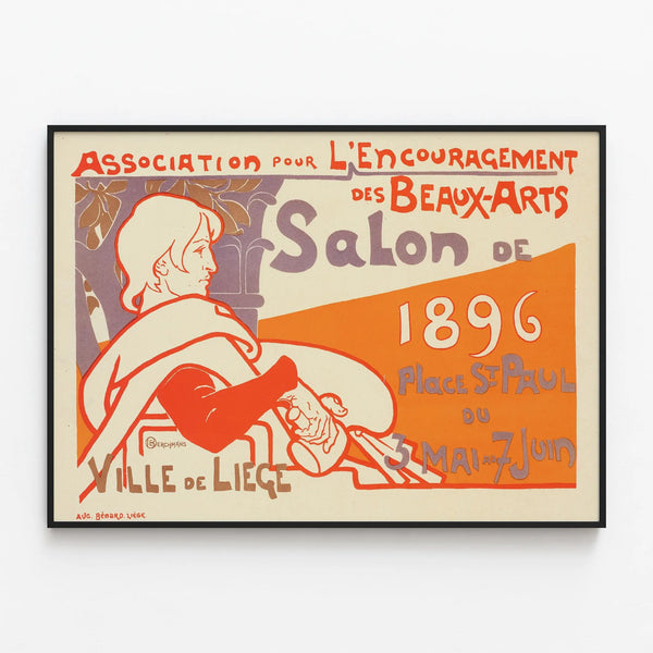 Vintage Wall Decoration Poster for the 1896 Salon in Liège — framed artwork on a wall