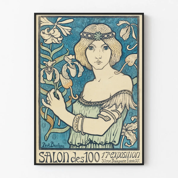 Poster Salon des 100 by Paul Berthon - Vintage Art Nouveau Wall Decoration
