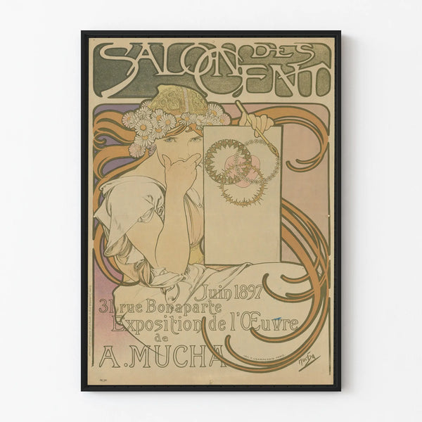 Decorative Art Nouveau Poster - Salon des Cent 1897 by Mucha