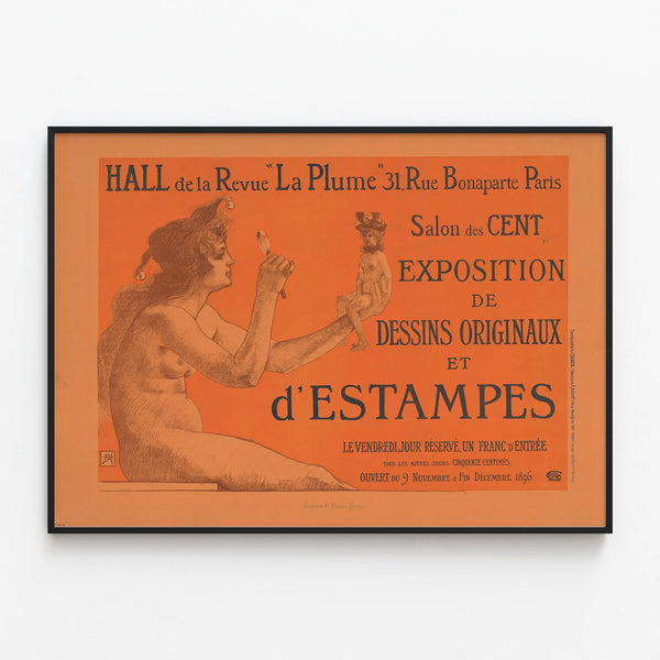 Poster Salon des Cent exhibition of original drawings and prints — framed artwork on a wall