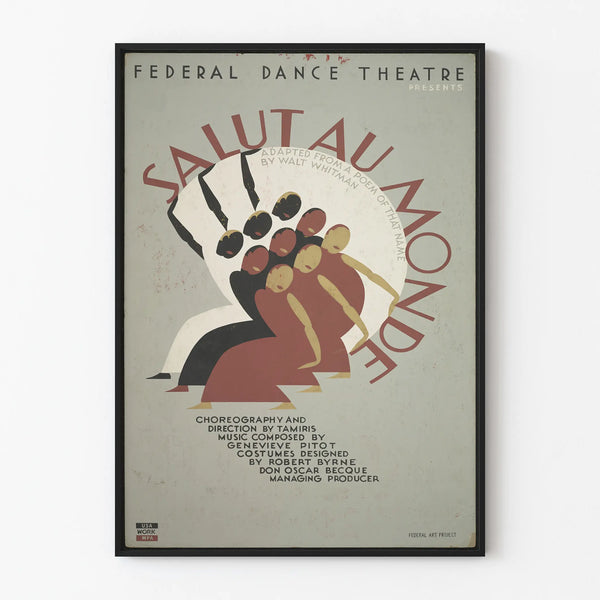 Vintage poster of a dance theater 'Hello to the World' - artistic wall decoration