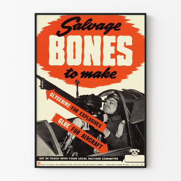 Vintage poster Salvage Bones - Retro aeronautical wall decoration