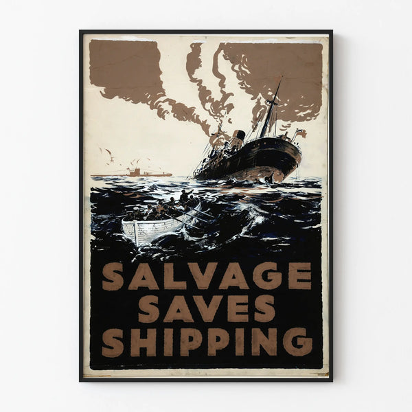 Vintage Marine Poster 'Salvage Saves Shipping'