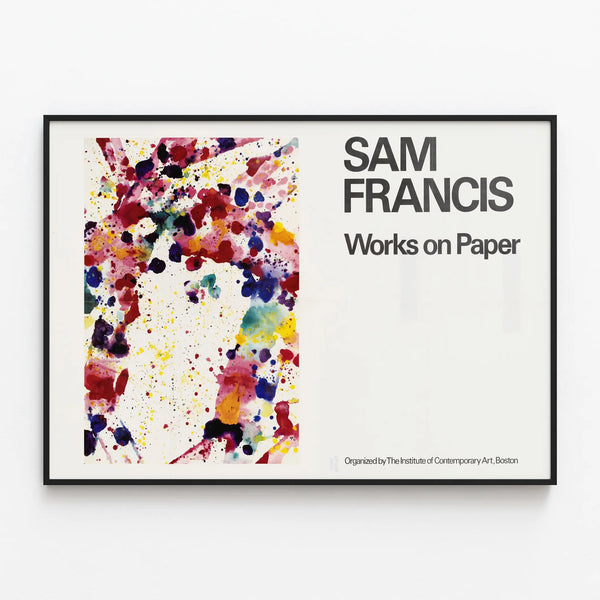 Sam Francis Works on Paper Poster for Contemporary Wall Decoration — framed artwork on a wall