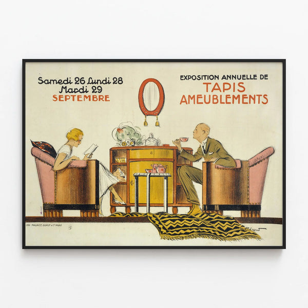 Vintage Poster for the Annual Carpet and Furniture Exhibition — framed artwork on a wall