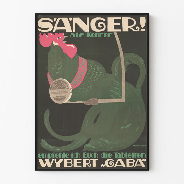 Vintage Advertising Poster Wybert Gaba with Singing Rooster