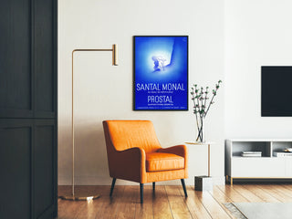 Vintage Santal Monal Prostal advertising poster in methylene blue