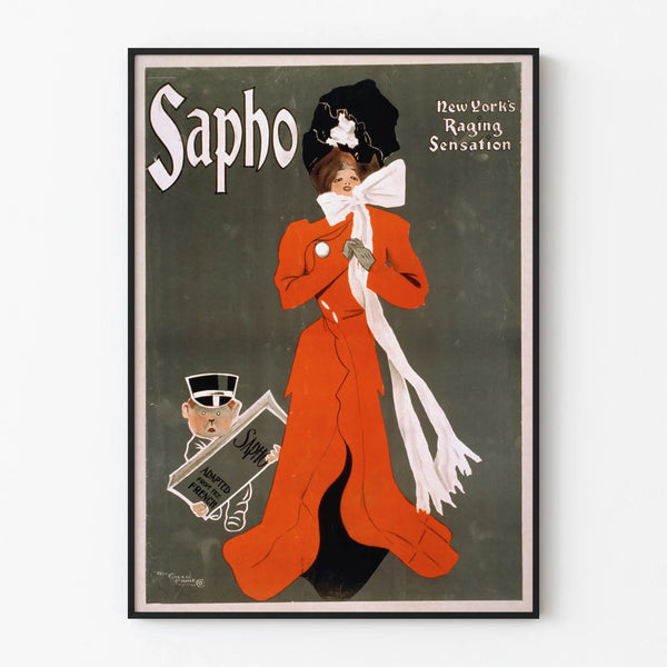 Vintage poster Sapho New York's Raging Sensation - Retro wall decoration