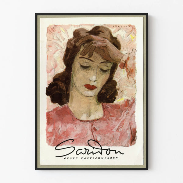 Vintage Saridon Poster - Illustration of a Woman with a Gentle Complexion