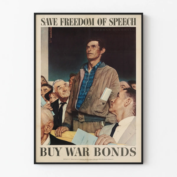 Vintage Poster Save Freedom Of Speech - Patriotic Wall Decoration