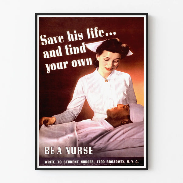 Vintage poster for becoming a nurse - inspiring wall decoration