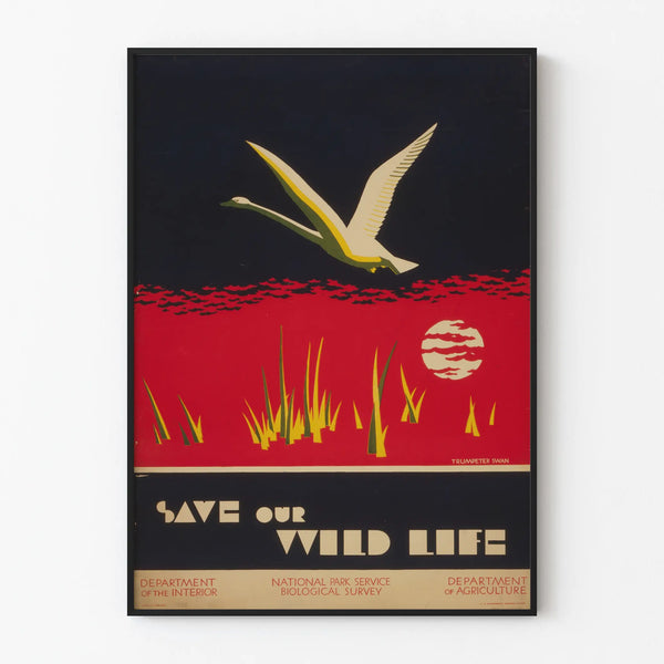 Vintage poster Save Our Wild Life - Nature wall decoration