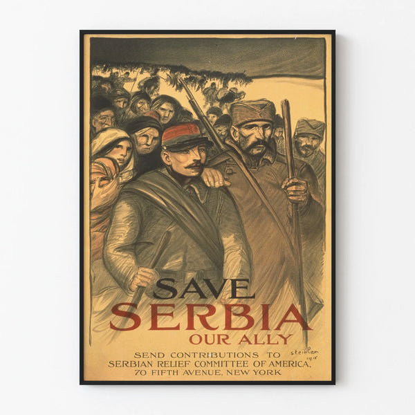 Vintage Save Serbia Poster - Historic Wall Decoration