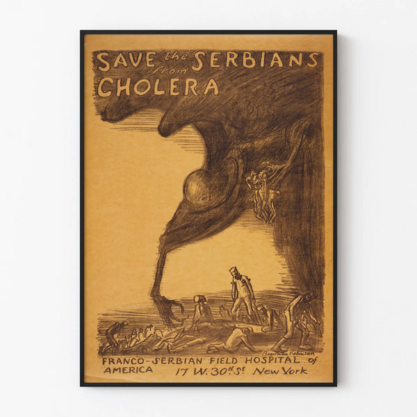 Vintage poster raising awareness « Save the Serbians from Cholera »