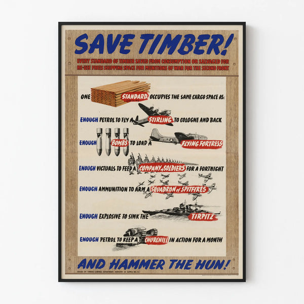 Vintage Poster Save Timber War Wood