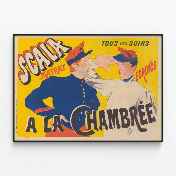 Vintage Scala poster for La Chambrée wall decoration — framed artwork on a wall