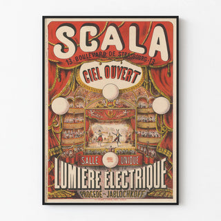 Vintage Scala Poster Illuminated Room with Electric Light