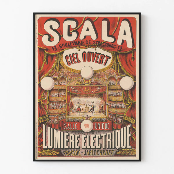 Vintage Scala Poster Illuminated Room with Electric Light