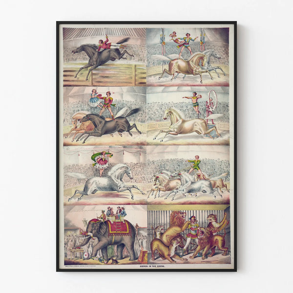 Vintage Poster of Circus Scenes and Equestrian Acts