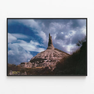 Chimney Rock Poster in Nebraska - Nature and Landscape Wall Decoration — framed artwork on a wall