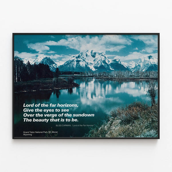 Mountain Landscape Poster Grand Teton National Park Wyoming — framed artwork on a wall