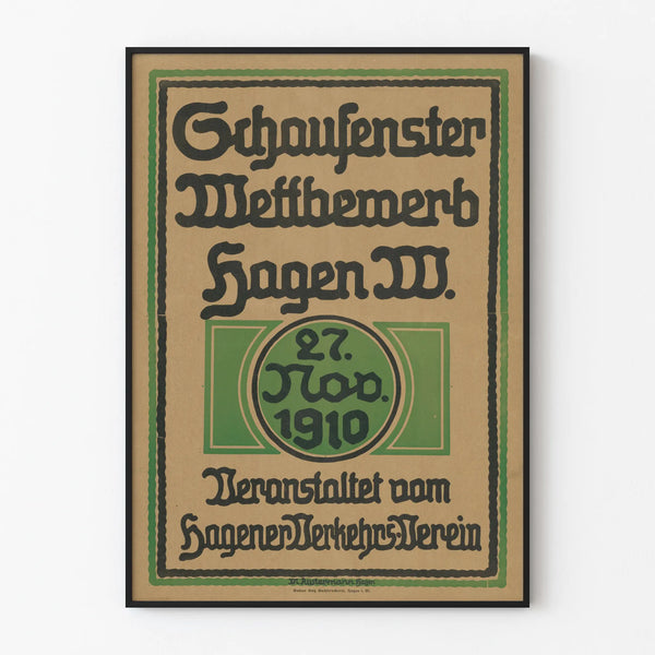 Vintage poster for Hagen showcase competition 1910 wall decoration