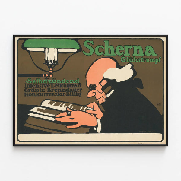 Vintage poster Scherna Glühstrumpf - Retro wall decoration — framed artwork on a wall