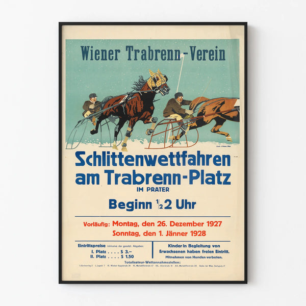 Sled race poster at the Trabrennpaltz of Prater