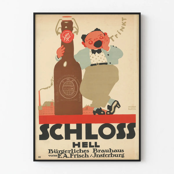 Vintage poster Schloss Hell beer Bräuhaus wall decoration