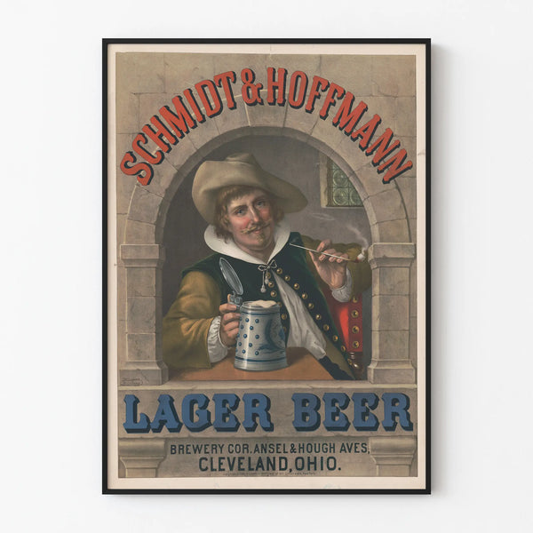 Vintage Schmidt & Hoffmann Lager Beer Poster Cleveland