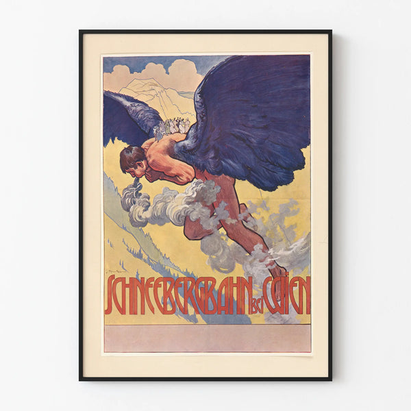 Vintage Schneebergbahn poster in Vienna - Artistic wall decoration poster