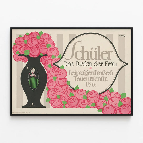 Vintage Poster Schuler The Realm of Women - Floral Wall Decoration — framed artwork on a wall