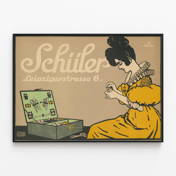Vintage Schuler Leipzigstraße poster for elegant wall decoration — framed artwork on a wall