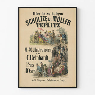 Vintage poster by Schultze and Müller in Teplitz with illustrations by C. Reinhardt