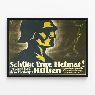 Vintage Schutz Eure Heimat Poster - German Military Propaganda Poster — framed artwork on a wall