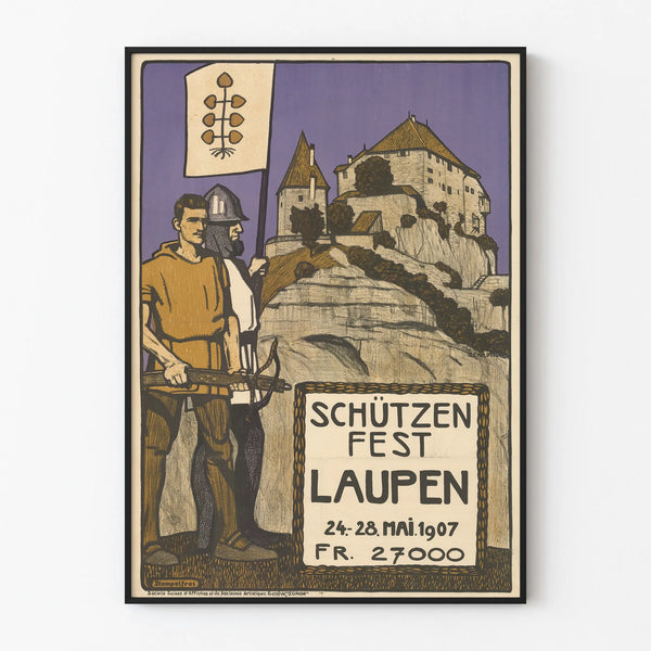 Vintage poster of Laupen Shooting Festival 1907 for wall decoration
