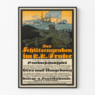 Vintage military poster « Der Schutzengraben im k.k. Prater » by Franz Wacik